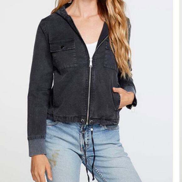 Chaser women’s Twill hooded zip up jacket v.black Size S - Picture 1 of 6